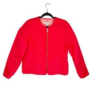 Nwt Croft & Barrow Quilted Insulated Collarless Zip Long Sleeve Jacket Sz Medium